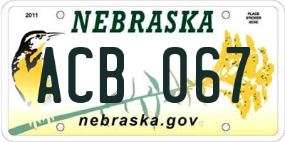 NE license plate ACB067