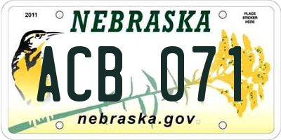 NE license plate ACB071