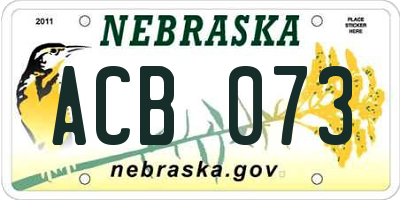 NE license plate ACB073