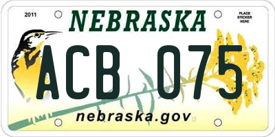 NE license plate ACB075