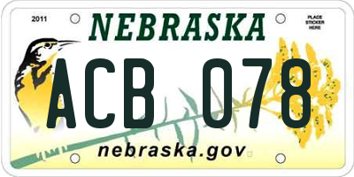 NE license plate ACB078