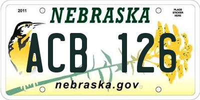 NE license plate ACB126
