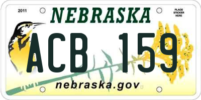NE license plate ACB159