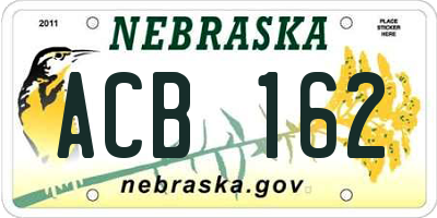 NE license plate ACB162