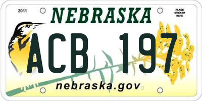 NE license plate ACB197
