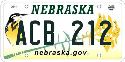 NE license plate ACB212