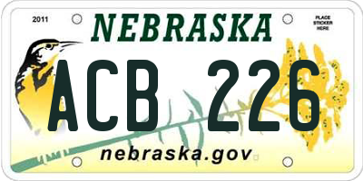 NE license plate ACB226