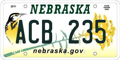 NE license plate ACB235