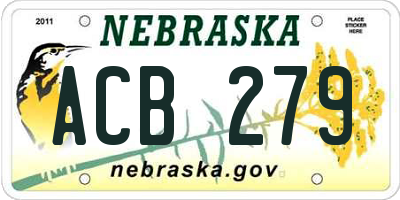 NE license plate ACB279