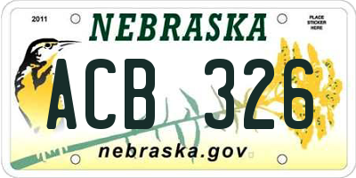 NE license plate ACB326