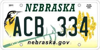 NE license plate ACB334
