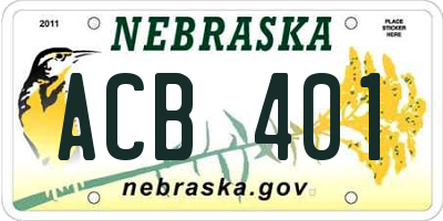 NE license plate ACB401