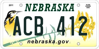 NE license plate ACB412