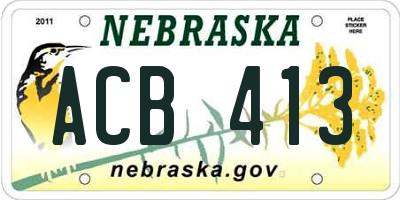 NE license plate ACB413