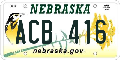 NE license plate ACB416