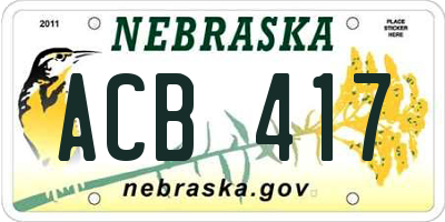 NE license plate ACB417