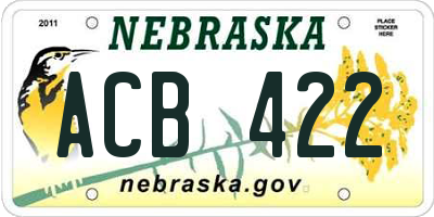 NE license plate ACB422
