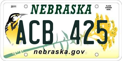 NE license plate ACB425