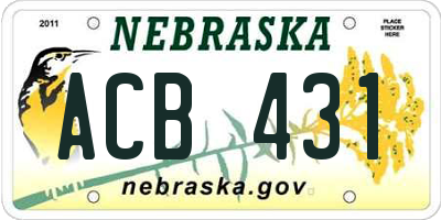 NE license plate ACB431