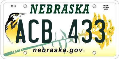 NE license plate ACB433