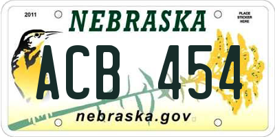 NE license plate ACB454