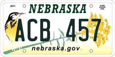 NE license plate ACB457