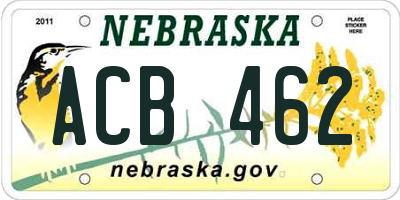 NE license plate ACB462