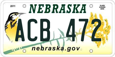 NE license plate ACB472