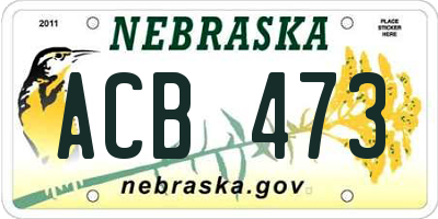 NE license plate ACB473