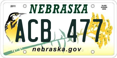 NE license plate ACB477