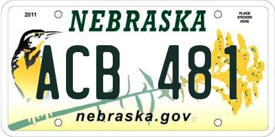 NE license plate ACB481