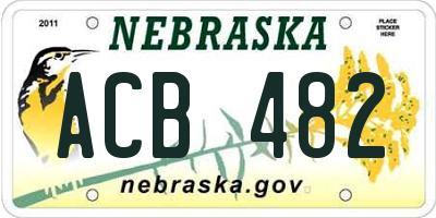 NE license plate ACB482