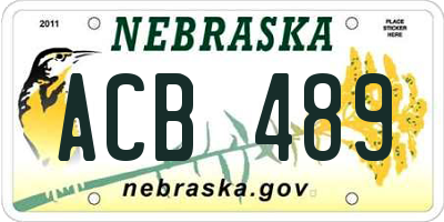 NE license plate ACB489