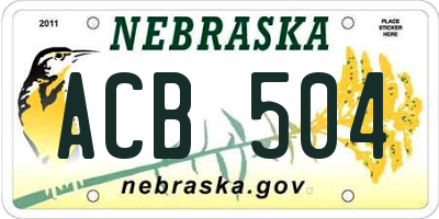NE license plate ACB504