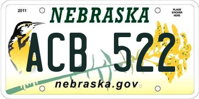 NE license plate ACB522