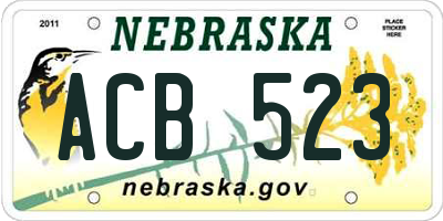 NE license plate ACB523