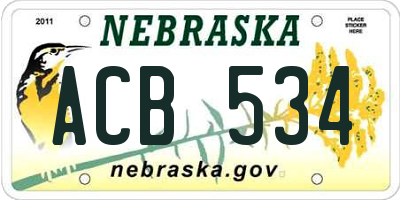 NE license plate ACB534