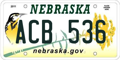 NE license plate ACB536