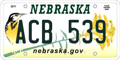 NE license plate ACB539