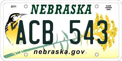 NE license plate ACB543