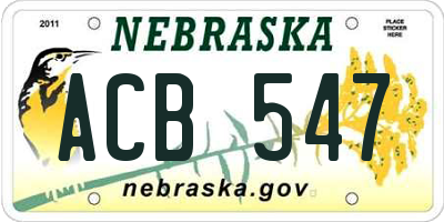 NE license plate ACB547