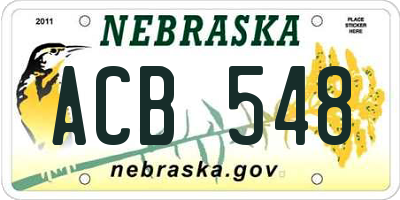 NE license plate ACB548