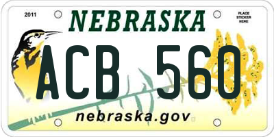 NE license plate ACB560