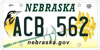 NE license plate ACB562