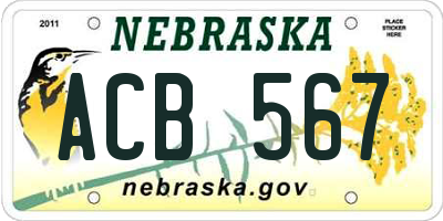 NE license plate ACB567