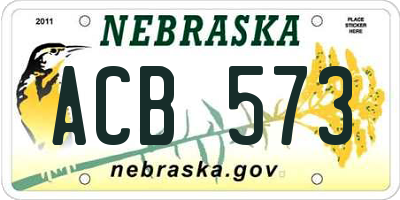 NE license plate ACB573