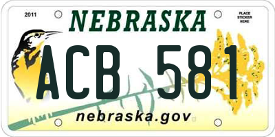 NE license plate ACB581