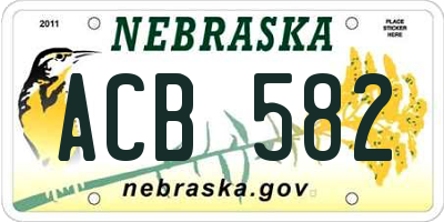 NE license plate ACB582