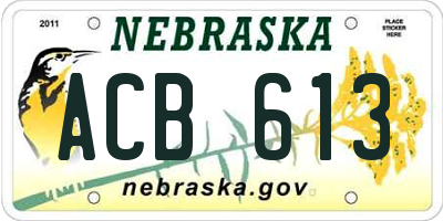 NE license plate ACB613