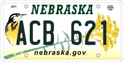 NE license plate ACB621